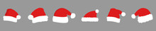 Santa Hats Vector Collection. Santa Caps In Flat Design