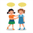 © Tenstudio - Two cute little girls shaking hands making introduction or congratulating to each others