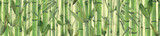 Fototapeta Sypialnia - Stems, leaves and branches of bamboo on a light background. Watercolor illustration. Seamless horizontal board made of a large set of BAMBOO AND PANDA. For the design and decoration of banners