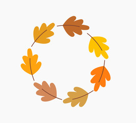 Wall Mural - oak leaves autumn decorative wreath icon.