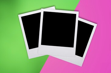 Sticker - Blank instant photo frame square on color background