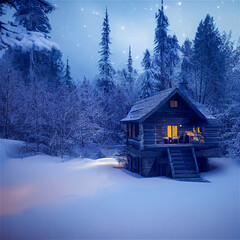 Poster - Cabin in the snow