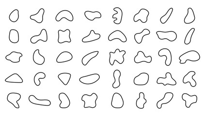 irregular organic shapes. abstract outline pebble. random blobs. amorphous smooth circles. black asy
