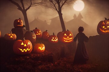 This is a 3D illustration of Halloween Origin, The Celtic Festival of Samhain.