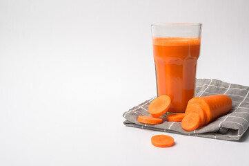 Carrot juice on white background , healthy eating concept