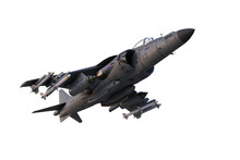 3D Illustration Of A Grey Military Jet Fighter Aircraft Armed With Missiles In Flight Isolated On A Transparent Background.