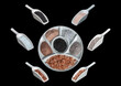 Compartmental dish with various types of salt