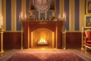 Wall Mural - Luxury Manor Fireplace With Flames