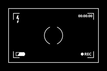 Wall Mural - Video and photo camera viewfinder screen icon isolated on dark background