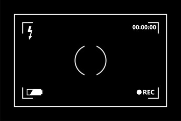 Wall Mural - Video and photo camera viewfinder screen icon isolated on dark background