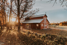 Autumn In New England, Barn At Sunrise