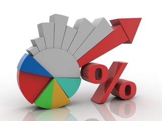 Poster - 3d rendering Stock market online business concept. business Graph with percentage 