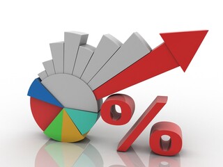 Poster - 3d rendering Stock market online business concept. business Graph with percentage 
