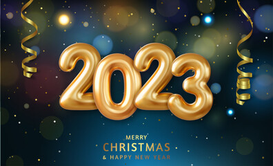 Wall Mural - 3d Happy New Year 2023 background.