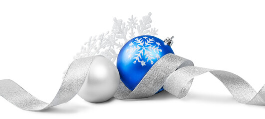 Wall Mural - holiday christmas balls on white background
