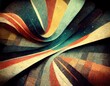 Retro poster background. Aged colours, swirls, geometrical forms. Image generated by AI