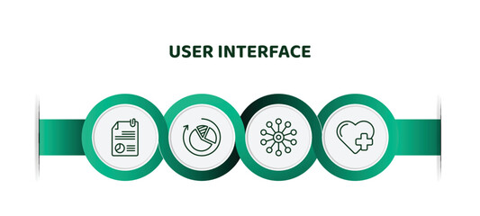 Poster - editable thin line icons with infographic template. infographic for user interface concept. included data analytics content, reload pie chart, data analytics wheel, add a like icons.