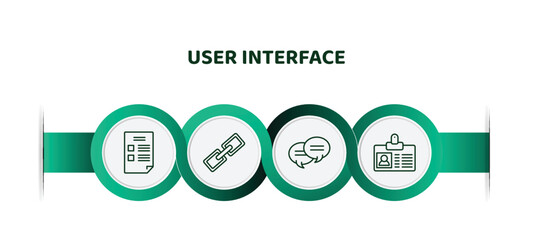 Poster - editable thin line icons with infographic template. infographic for user interface concept. included blank file, link button, two chat bubbles, personal credentials icons.