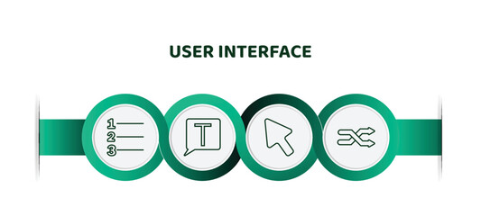 Poster - editable thin line icons with infographic template. infographic for user interface concept. included numbering, text box, cursor arrow, crossed arrows icons.