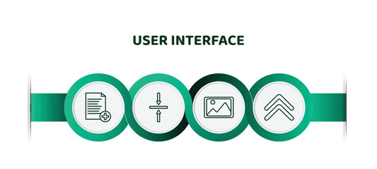 editable thin line icons with infographic template. infographic for user interface concept. included add new document, vertical align, insert picture, up chevron icons.