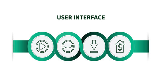 Poster - editable thin line icons with infographic template. infographic for user interface concept. included play video button, round right arrow, big download arrow, house value icons.