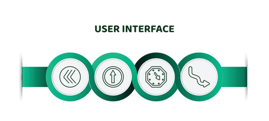 Poster - editable thin line icons with infographic template. infographic for user interface concept. included go back button, key up, corner widget, curve right arrow icons.