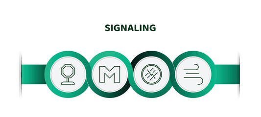 Poster - editable thin line icons with infographic template. infographic for signaling concept. included pit stop, m, road closed, on air icons.