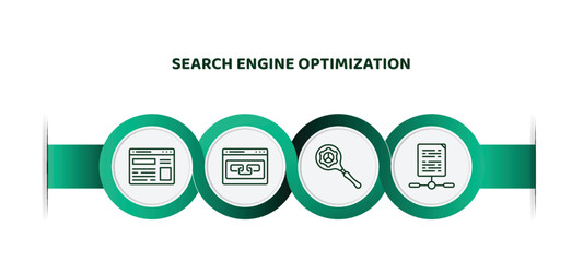 Poster - editable thin line icons with infographic template. infographic for search engine optimization concept. included site, link, search engine, sharing archives icons.