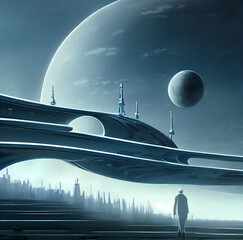 Wall Mural - futuristic city view