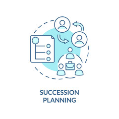 Poster - Succession planning turquoise concept icon. Senior position replacement. HR abstract idea thin line illustration. Isolated outline drawing