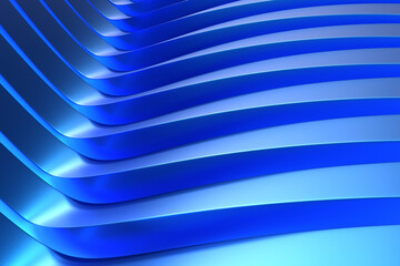 Poster - Blue wavy lines. Abstract geometric background. Blue smooth lines similar to waves. Background for advertising design. Blue pattern. Wavy texture. Minimalistic stylish background. 3d image.