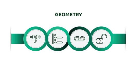 Poster - editable thin line icons with infographic template. infographic for geometry concept. included off, right align, break, unlock icons.