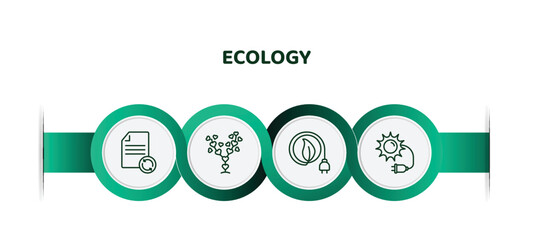 Poster - editable thin line icons with infographic template. infographic for ecology concept. included recycled paper, tree with hearts, eco power, solar plug icons.