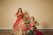 Two Indian Dancers Performing Kathak And Kuchipudi