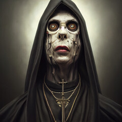 Dark Priest Nun Horror Character 3D Illustration