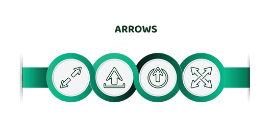 Poster - editable thin line icons with infographic template. infographic for arrows concept. included diagonal, upload, enter up, expad arrows icons.