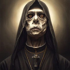 Dark Priest Nun Horror Character 3D Illustration