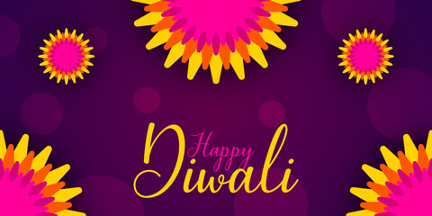 Wall Mural - Happy Diwali floral card vector design