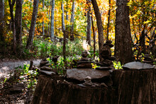 Rock Cairns On A Hiking Trail