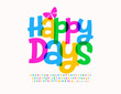 © Popskraft - Vector playful logo Happy Days. Bright creative Font. Watercolor Alphabet Letters and Numbers set
