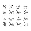 Voice and speech recognition, cellular network vector icons. Mic command and hearing symbols. Illustration of voice recognition, innovation command