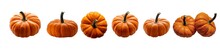View From Different Angles Of A Ripe Orange Pumpkin Isolated On A Transparent Background. Red Pumpkins On A Transparent Background