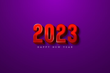 Wall Mural - happy new year 2023 with red numbers