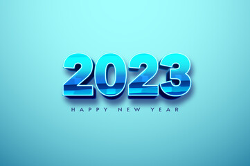 Wall Mural - happy new year 2023 on blue