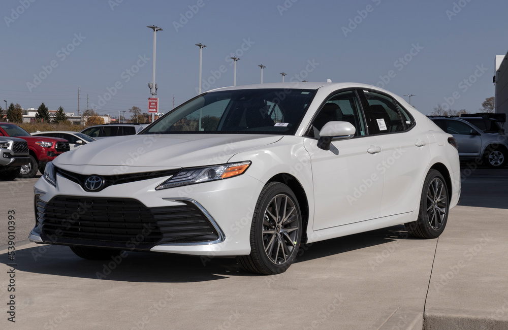 Toyota Camry display at a dealership. Toyota offers the Camry in LE, SE ...