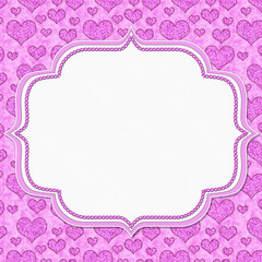 Wall Mural - Love border with pink heart on white