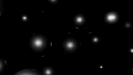 Poster - 3d metal balls moving in space. Design. Glitter of metal balls moving in dark. Stream of metal balls in air on black background
