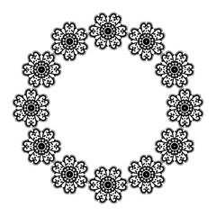 Poster - Frame with floral ornament. Circular black flower border. Decorative border. Ornament for decoration of cards and invitations.Vector illustration.