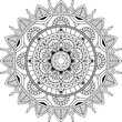 Round hand drawn colorless mandala. Coloring book page. Vector pattern for design.