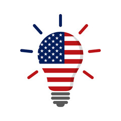 Wall Mural - Light bulb with USA flag